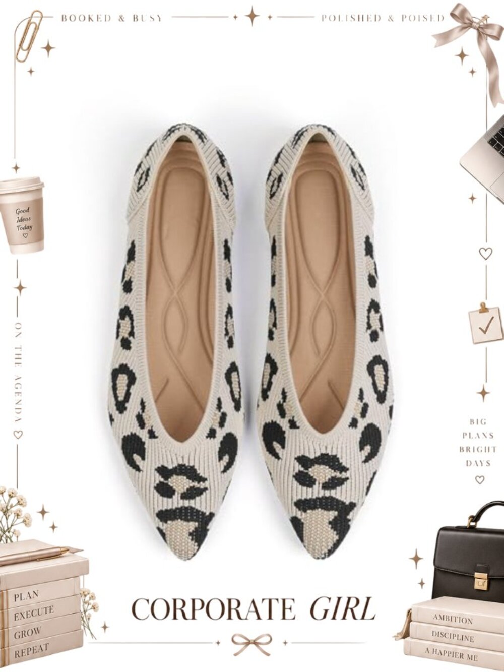 Pointed Toe Knit Ballet Flats Memory Foam Slip On Comfort Shoes